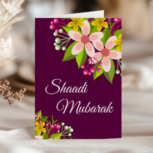 Tarjeta Elegante Vibrante Floral Shaadi Mubarak