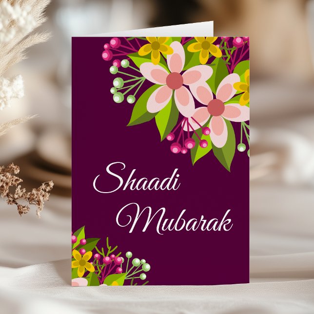 Tarjeta Elegante vibrante floral Shaadi Mubarak (Subido por el creador)