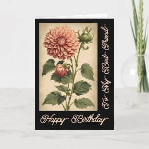 Tarjeta Elegante Vintage Classic Rosa Dahlia Nacimiento Ne
