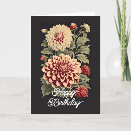 Tarjeta Elegante Vintage Dahlia Flower Feliz cumpleaños