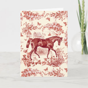 Tarjeta Elegante Vintage Rústico Horse Floral Toile