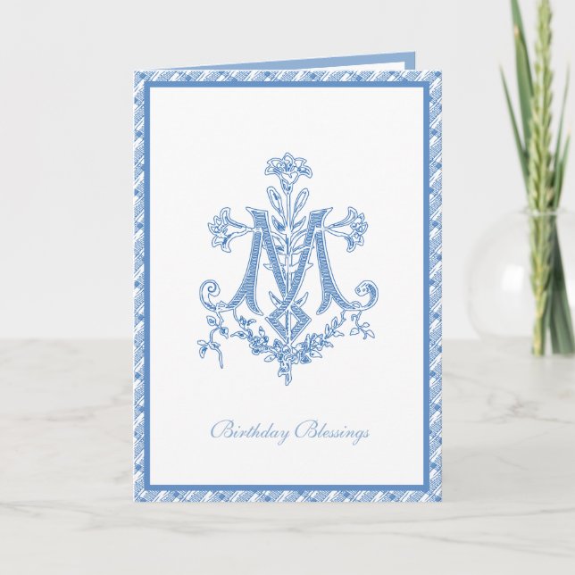 Tarjeta Elegante Virgen María Religiosa Floral (Anverso)