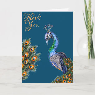 Tarjeta Elegante Watercolor Peacock Gracias