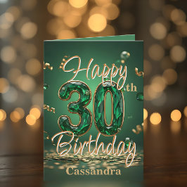 Tarjeta Elegante y lujoso Green y Gold 30 cumpleaños