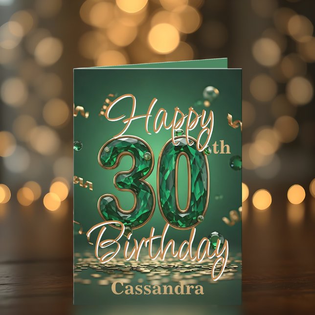 Tarjeta Elegante y lujoso Green y Gold 30 cumpleaños (Subido por el creador)