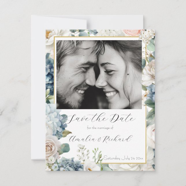 Tarjeta elegante y personalizable de "Save the Dat (Anverso)