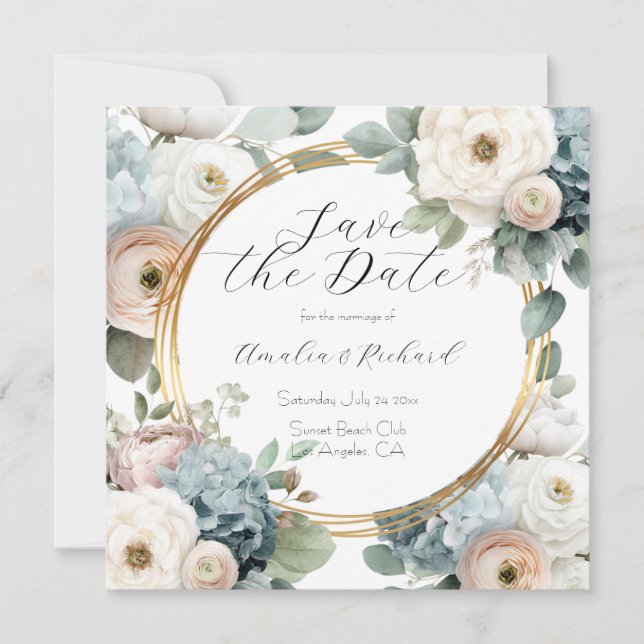 Tarjeta elegante y personalizable de "Save the Dat (Anverso)
