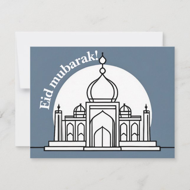 Tarjeta Elegante y simple carta de Eid Mubarak (Anverso)