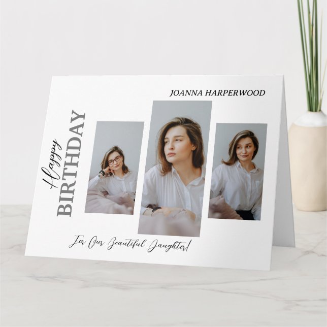 Tarjeta Elegante y simple cumpleaños moderno estilo 4 foto (Anverso)