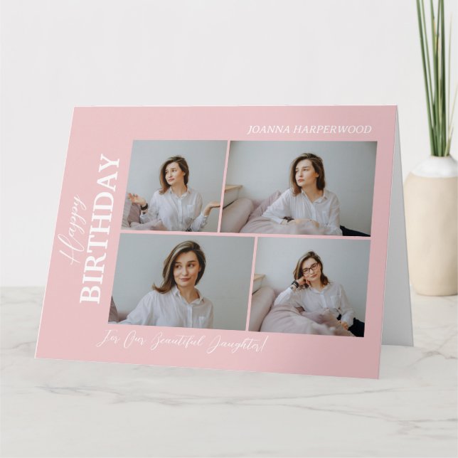 Tarjeta Elegante y simple cumpleaños moderno estilo 4 foto (Anverso)