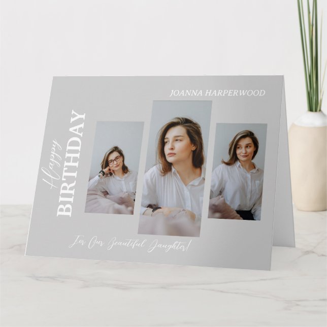 Tarjeta Elegante y simple cumpleaños moderno estilo 4 foto (Anverso)