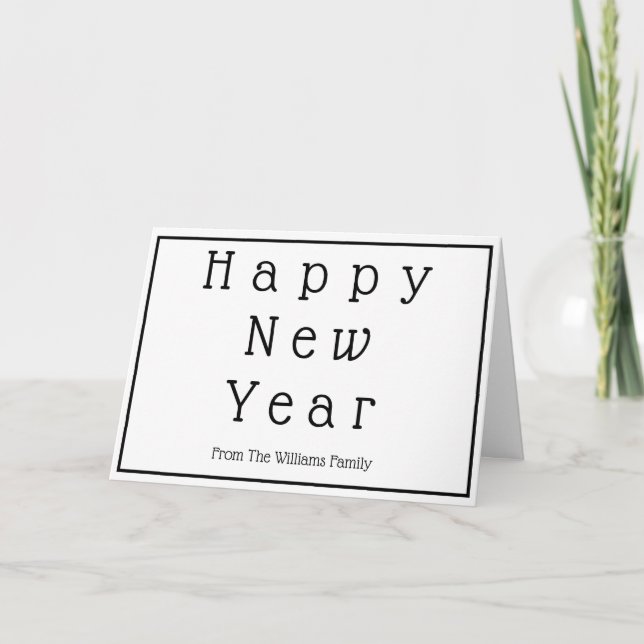 Tarjeta Elegante y simple Personalizado de Año Nuevo Feliz (Anverso)
