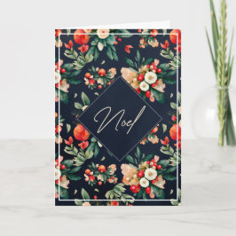 Tarjeta Elegantes bayas y flores en Navidades de la marina