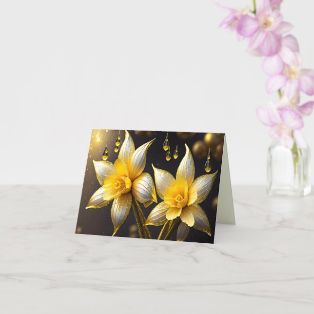 Tarjeta Elegantes daffodils con acentos dorados, Pascua (Orquídea)