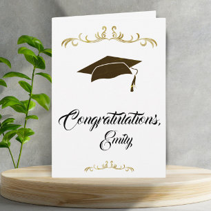 Tarjeta Elegantes Felicitaciones de Graduación Doradas