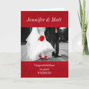 Tarjeta Elegantes felicitaciones rojas y negras a Boda