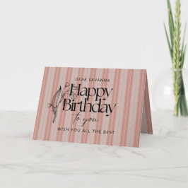 Tarjeta Elegantes franjas rosadas Feliz cumpleaños a tu ca