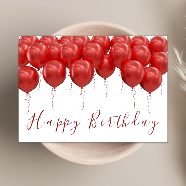 Tarjeta Elegantes globos rojos escritura moderna Feliz cum (Subido por el creador)