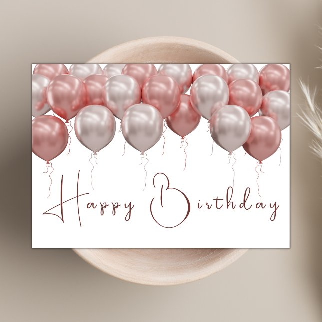 Tarjeta Elegantes globos rosados guión moderno Feliz cumpl (Subido por el creador)