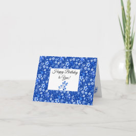 Tarjeta Elegantes Hojas Tropicales de Azul Cobalto Feliz C