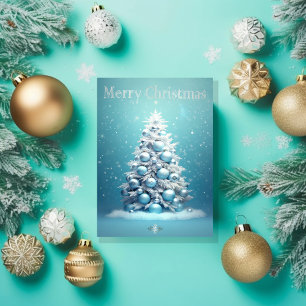 Tarjeta Elegantes Navidades azules y plateados en vacacion