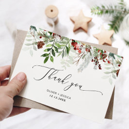 Tarjeta Elegantes Navidades boda gracias