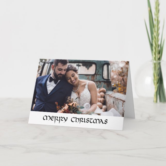 Tarjeta Elegantes Navidades de caligrafía clásica dibujado (Anverso)