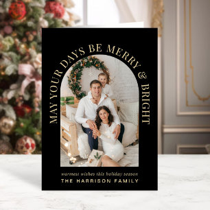 Tarjeta Elegantes Navidades de fotografía de Merry Bright