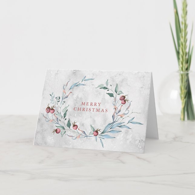 Tarjeta Elegantes Navidades de la guirnalda botánica (Anverso)