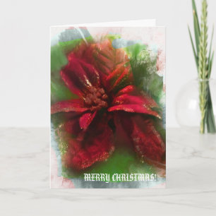 Tarjeta Elegantes Navidades Glittering Floral Verde Rojo