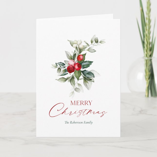 Tarjeta Elegantes Navidades Holly Card (Anverso)