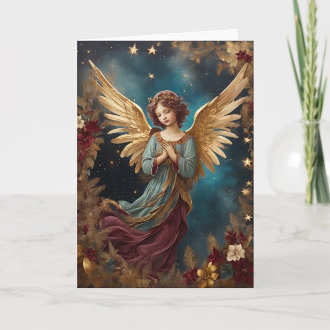 Tarjeta Elegantes Navidades Mensaje personalizado Angel (Anverso)