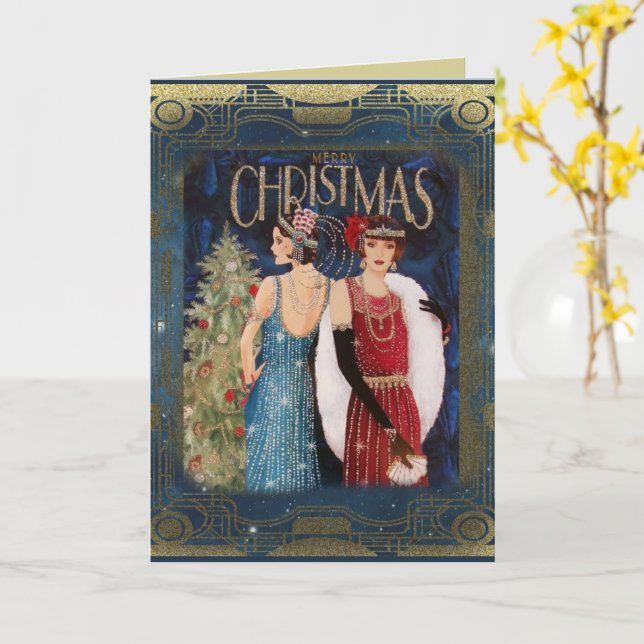 Tarjeta Elegantes Navidades Vintage (flor amarilla)