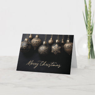 Tarjeta Elegantes Ornamentos de Navidad de Diseño Negro y 