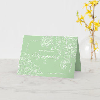 Tarjeta Elegantes peonías minimalistas de simpatía verdes
