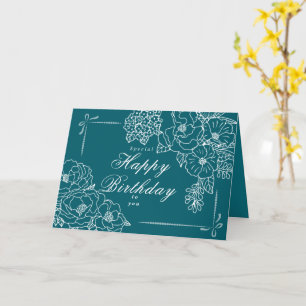 Tarjeta Elegantes peonías minimalistas Feliz cumpleaños az