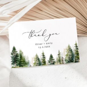 Tarjeta Elegantes pinos boscosos boda gracias
