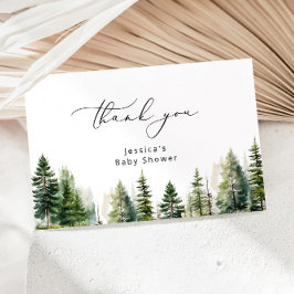 Tarjeta Elegantes pinos del bosque bebé ducha gracias