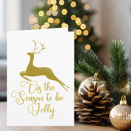 Tarjeta Elegantes renos Navidades de oro esta temporada