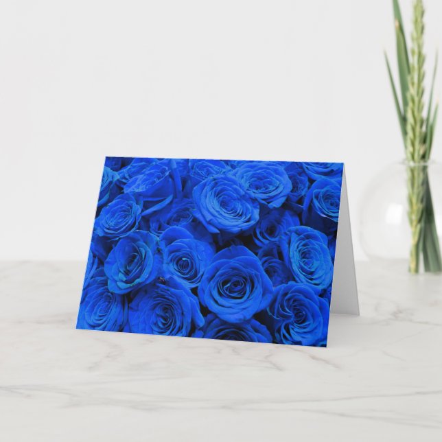 Tarjeta Elegantes rosas azules flores azules florales azul (Anverso)