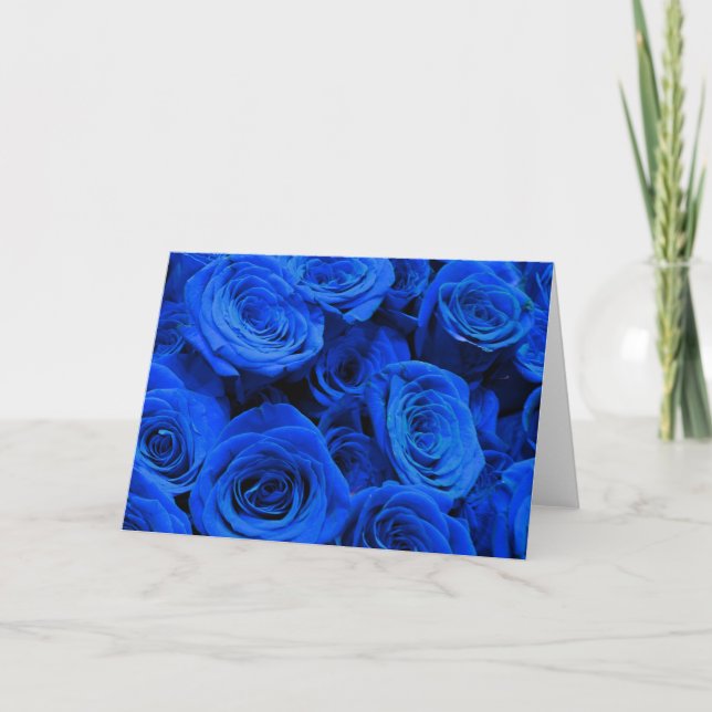Tarjeta Elegantes rosas azules flores azules florales azul (Anverso)