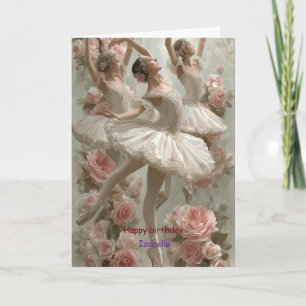 Tarjeta Elegantes Rosas de Cumpleaños de Bailarina de Ball