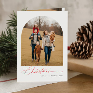 Tarjeta Elegantes saludos de Navidad Foto familiar doblada