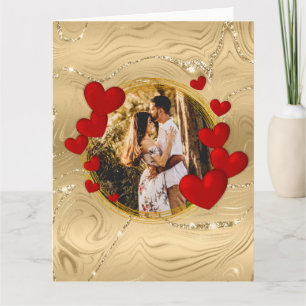 Tarjeta Elegantes San Valentines, Amor, Corazones Rojos de