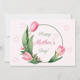 Tarjeta Elegantes Tulipanes Rosados Floral Feliz Día de la