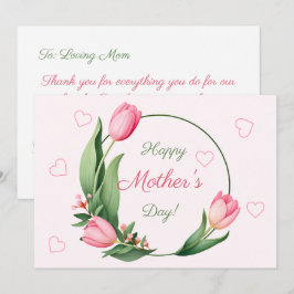 Tarjeta Elegantes Tulipanes Rosados Floral Feliz Día de la