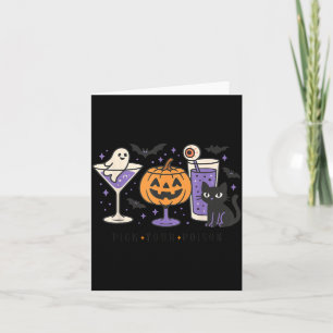 Tarjeta Elegir Veneno Halloween Gato Negro Calabaza Fantas
