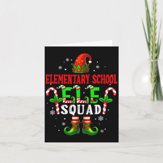 Tarjeta Elementary School Elf Squad Xmas Elf Hat Scute Ss  (Anverso)