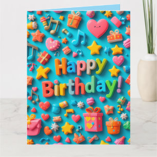 Tarjeta Elementos Coloridos de Celebración de Cumpleaños