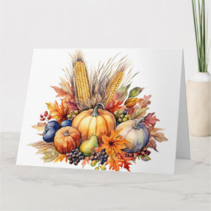 Tarjeta Elementos de otoño en acuarela